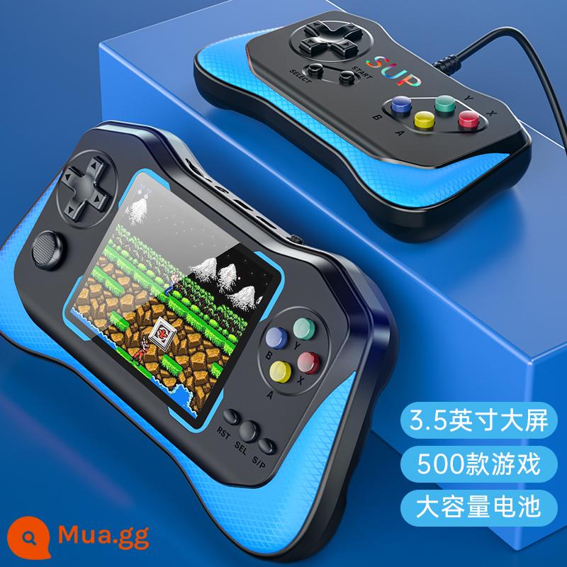 [Cảm thấy tốt] Máy chơi game cầm tay hoài cổ mới sup thời thơ ấu cổ điển máy chơi game cầm tay cổ điển Tetris super PSP Mary mini FC nhỏ Máy chơi game cầm tay đôi - Model đôi màu xanh + cáp AV 3m [Màn hình ngang 3,5 inch 500 trong một]