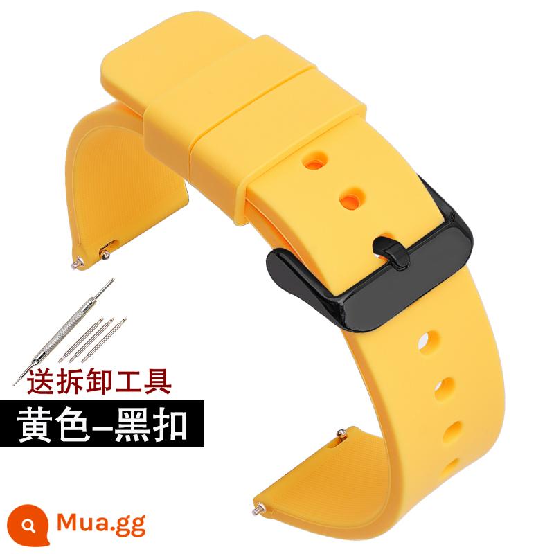 Dây đeo đồng hồ thông minh chống thấm nước bằng cao su silicone Mushi phổ thông 19|20/21|Dây đeo đồng hồ 22/24mm dành cho nam và nữ - Khóa màu vàng đen