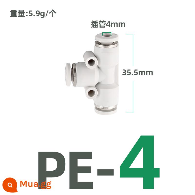 Tee loại chữ T PE-6 8 10 12 tee đường kính thay đổi PEG 8-6 10-8 đầu nối nhanh bằng khí nén nhựa trắng - PE-4