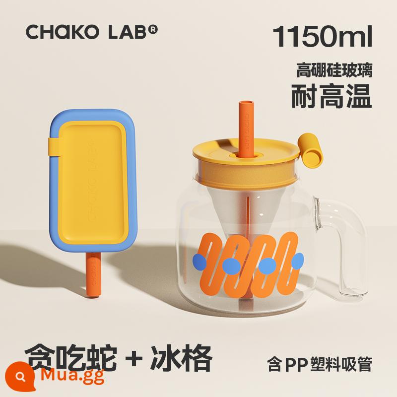 Cốc thủy tinh ống hút Chakolab dung tích lớn chịu nhiệt độ cao bụng lớn cốc nước popsicle cốc phễu cốc tách trà - Bán hết! 1150ml-Snake + Khay đá Popsicle