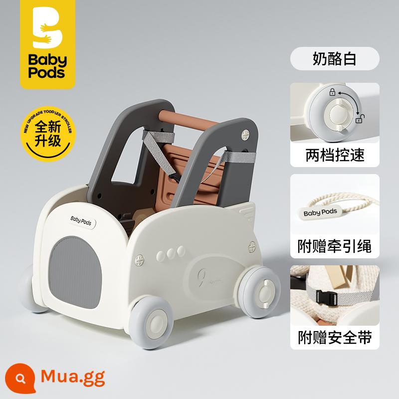 Babypod Xe Tập Đi Cho Bé Xe Đẩy Đa Năng Chống O-Chân Cho Bé Học Tập Đi Một Tuổi Đồ Chơi Quà Tặng - [Nâng cấp điều chỉnh tốc độ bằng một cú nhấp chuột] Xe đẩy màu trắng phô mai S2