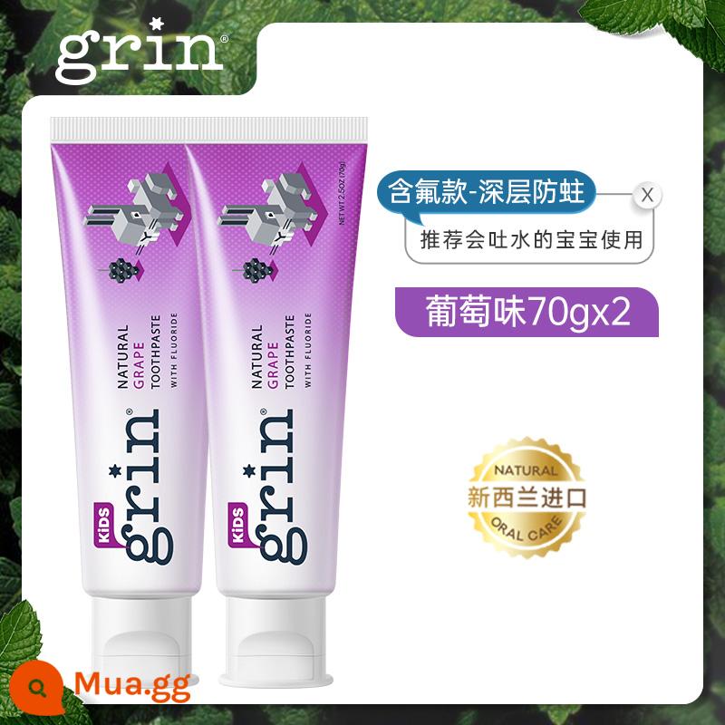 grin kem đánh răng trẻ em chứa florua chống sâu bướm cho bé 6 tháng 3-6-12 tuổi Kem đánh răng chống sâu bướm cho trẻ 0 tuổi 70g - [Chống sâu bướm có chứa Fluoride] 2 que hương nho