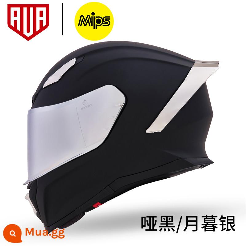 Không gian khác nhau Ava Lightning Hat carbon Mũ động cơ Mũ xe nam Động cơ sương mù đua xe macronine đuôi - Matt Black Moonlight Silver đi kèm miếng dán chống sương mù + tròng kính trong suốt