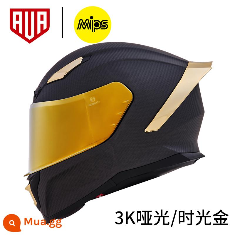 Không gian khác nhau Ava Lightning Hat carbon Mũ động cơ Mũ xe nam Động cơ sương mù đua xe macronine đuôi - Matte Time Gold đi kèm miếng dán chống sương mù + tròng kính trong suốt