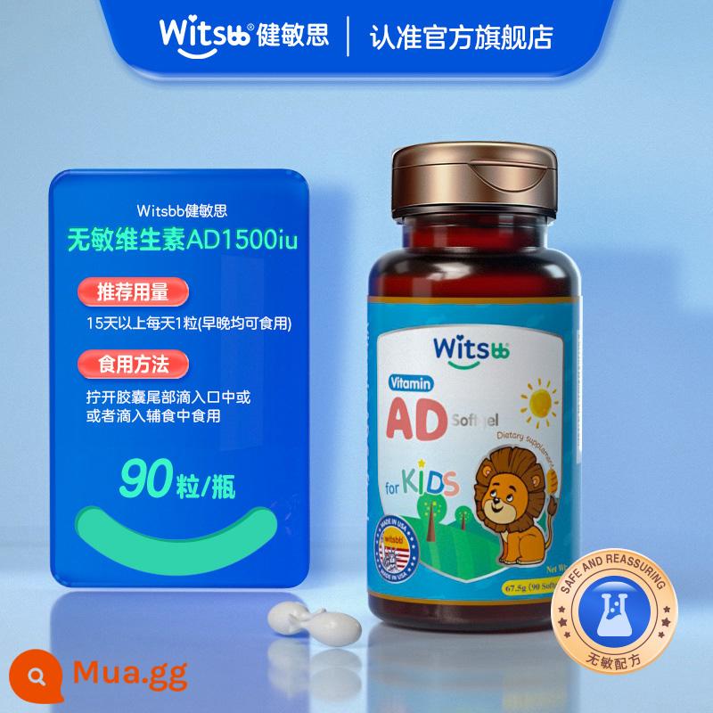 witsbb Jianminsi quảng cáo vitamin cho trẻ sơ sinh và trẻ nhỏ quảng cáo bổ sung canxi cho trẻ sơ sinh hấp thu tốt vavd - Không gây dị ứng AD (90 viên/lọ, chai cản sáng) VA: 1500iu VD: 500iu