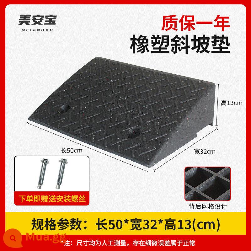 Cao su cao 13cm bước đệm dốc đệm đường răng xe ngưỡng đệm đường dọc theo dốc lên bậc leo tam giác - 50*32*13