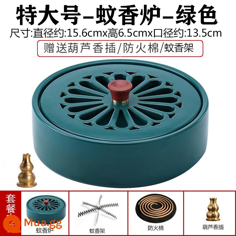 Vòng nhang hộ gia đình trầm hương hương trong nhà nguyên chất ngải cứu Ngải cứu moxibustion hộp nhang gốm gỗ đàn hương đuổi muỗi đồng trang trí - Lò nhang muỗi cực lớn-Xanh