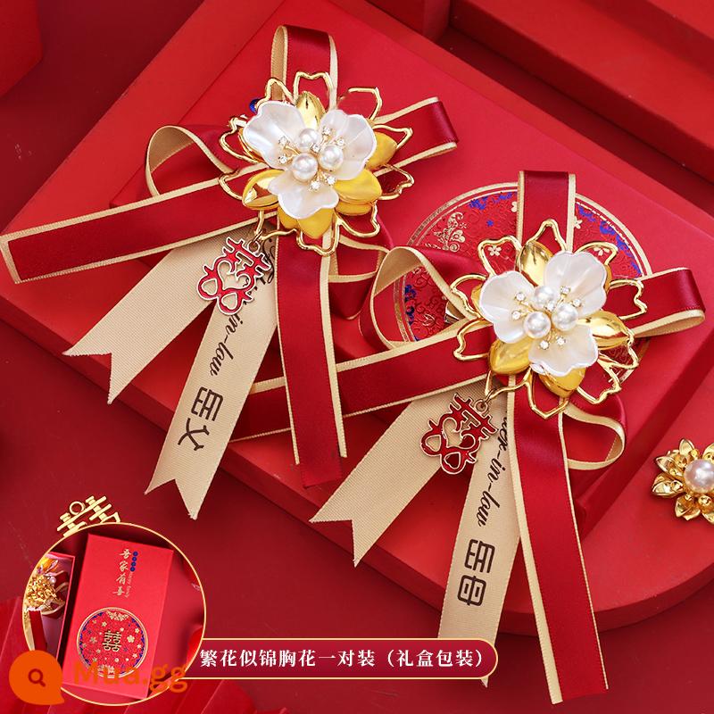 Hôn nhân Dragon và Phoenix Boys Flower Bride Một bộ đầy đủ các nguồn cung cấp đám cưới Daquan Trung Quốc đám cưới cao cấp Cupped trâm cài - Bố chồng Trân Châu (Rượu vang đỏ)