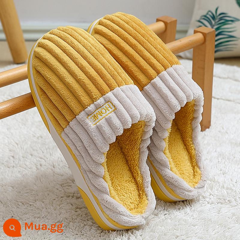 Dép bông chống chéo mùa đông nam 2022 Nhà mới trong nhà dày Đải có kích thước lớn Slippers Slippers Model's Models nam - Màu vàng [Không có mùi hôi chân khi mang lâu❤️]