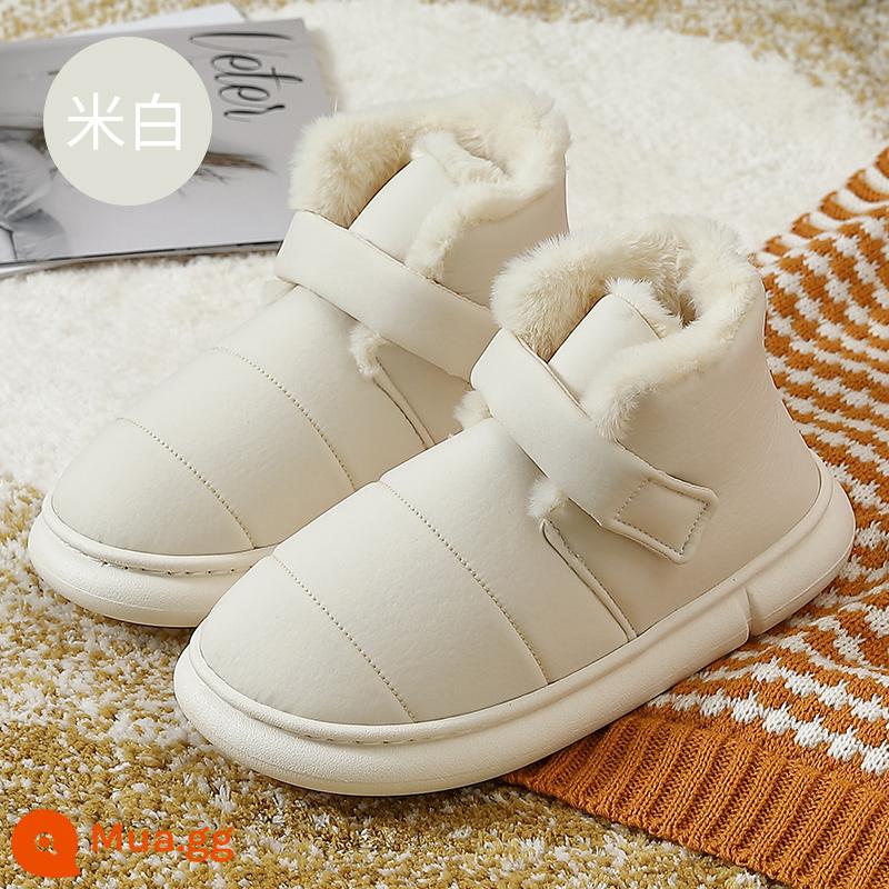 Giày cotton mùa đông nữ đất 2022 giày nữ mới cộng nhung người già nhà trung niên và người già chống trượt giày dày ấm mẹ - Trắng nhạt [màu đặc]