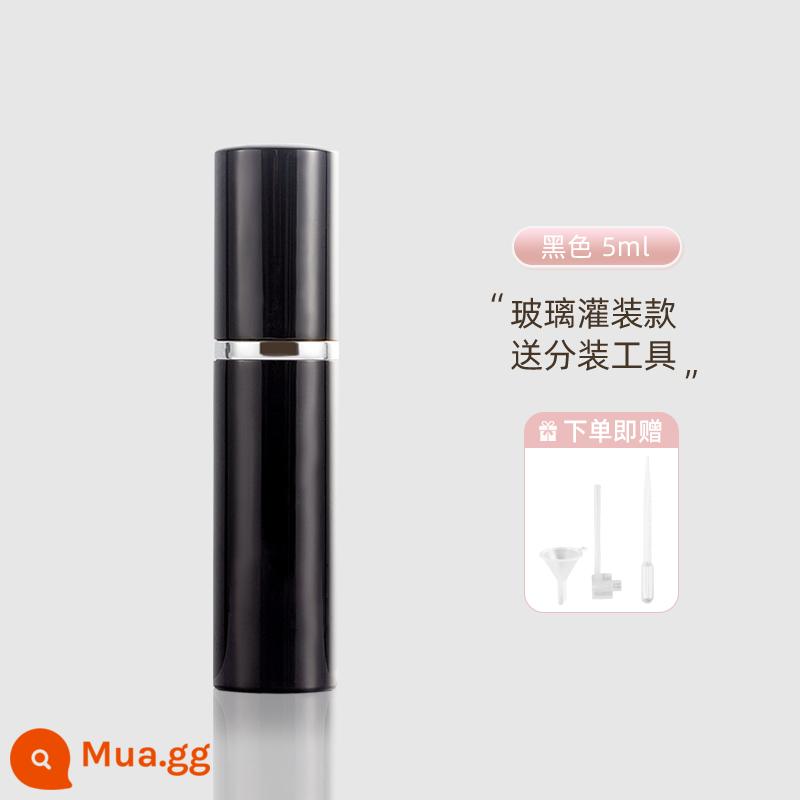 Nước hoa đóng chai đáy rót cao cấp xách tay dùng thử bộ đầu xịt chai rỗng bơm thẳng chai 10ml - Mẫu chiết rót thủy tinh 5ML màu đen mát mẻ