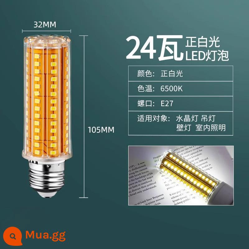 Bóng Đèn LED Ngô Đèn Hộ Gia Đình E27 Sợi E14 Vít Tiết Kiệm Năng Lượng Đèn Trắng Ấm Ba Màu Ánh Sáng Chiếu Sáng đèn Chùm Đèn - Không nhấp nháy, cổng vít E27, ánh sáng trắng 24W