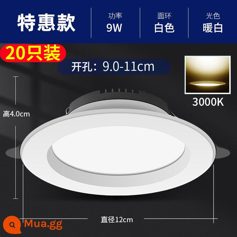 Đèn trần LED 4 inch downlight 12w6 inch 18w5 inch kỹ thuật thương mại đèn thùng 15 cm công suất cao nhúng 9w - [Gói 20] Đèn ấm 3,5 inch 9W đặc biệt (lỗ 9,0-11cm)