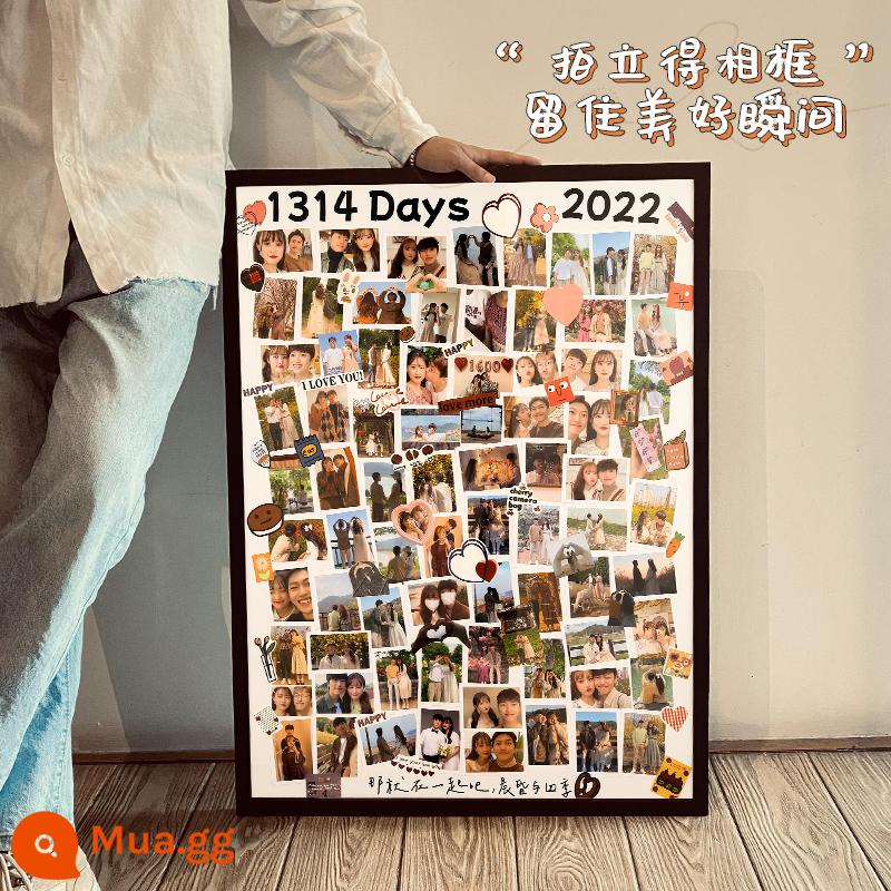 In Ảnh Plus Khung Ảnh Cặp Đôi Tự Làm Tùy Chỉnh Xếp Hình Handmade Album Kỷ Niệm Tường Lớn Polaroid Quà Tặng Sinh Nhật - Dream Black Gửi túi quà DIY gồm sáu món