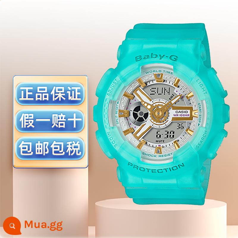 Đồng hồ CASIO nữ chính hãng babyg Dương Tử cùng đồng hồ điện tử thể thao trắng chống nước BA-110 - BA-110SC-2A