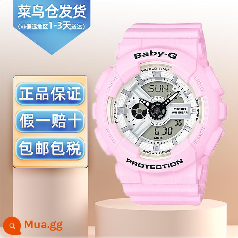 Đồng hồ CASIO nữ chính hãng babyg Dương Tử cùng đồng hồ điện tử thể thao trắng chống nước BA-110 - BA-110BE-4A