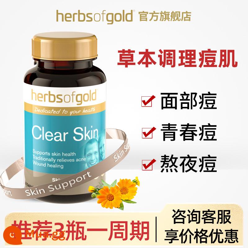 Loại bỏ mụn Helikang Chai nhỏ màu xanh Viên nén loại bỏ mụn Vitamin B6 của Úc Kiểm soát thảo dược Calendula Oil Control Light Acne Print - Viên trị mụn Calendula*1 [nên dùng 3 chai mỗi chu kỳ]