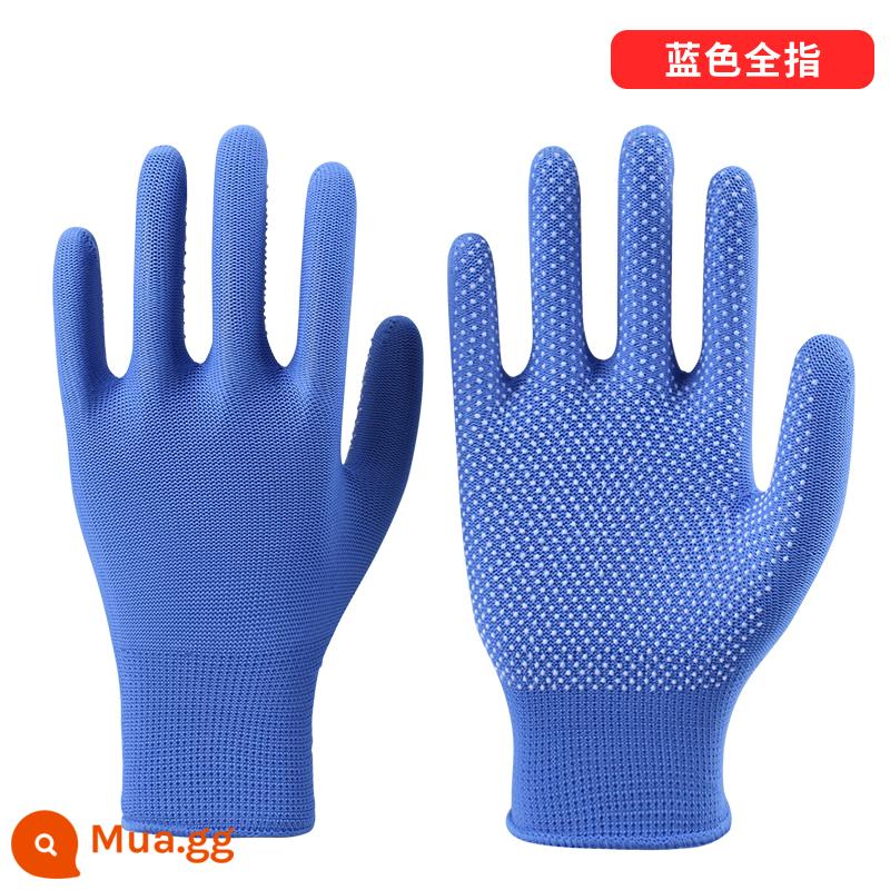 Găng tay nhựa chấm bi nylon chống trượt nam lao động công trường dụng cụ cao su chấm keo chống mài mòn bảo hiểm lao động nữ - Nylon nhập khẩu [6 đôi màu xanh] chống mài mòn và chống trơn trượt