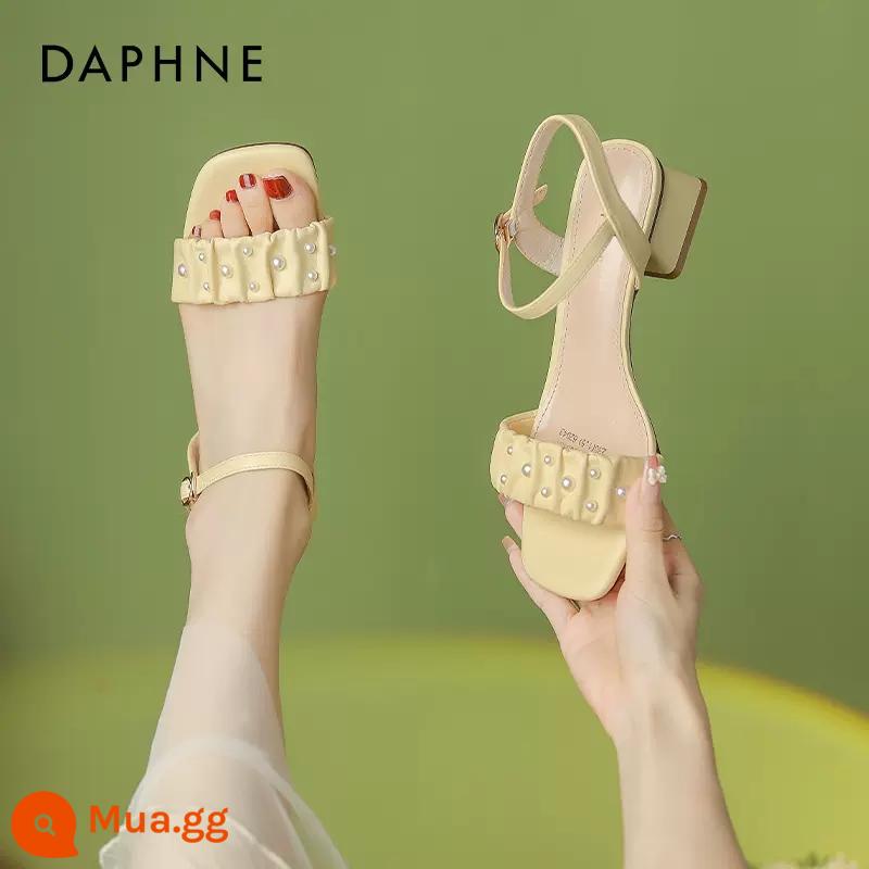 Daphne sandal đế dày nữ 2023 mẫu mới hè năm nay đế vừa đế thấp đế nhỏ phối váy đỏ lưới siêu hot - Quả mơ (5)