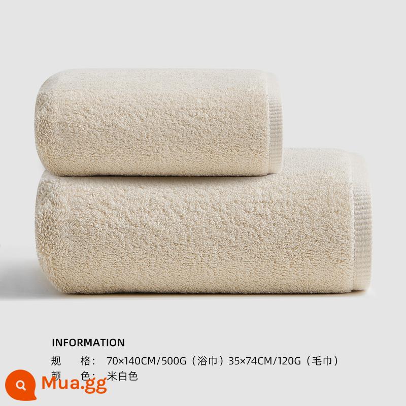 Khăn Tắm Sanli Mùa Đông Nữ 2022 Cotton Mới Cotton Nguyên Chất Gia Dụng Thấm Nước Nhanh Khô Khăn Quấn Nam Khăn Người Lớn Bộ Hai Món - 1 khăn tắm + 1 khăn tay màu trắng nhạt (Tiêu chuẩn loại A/nâng cấp 500g)