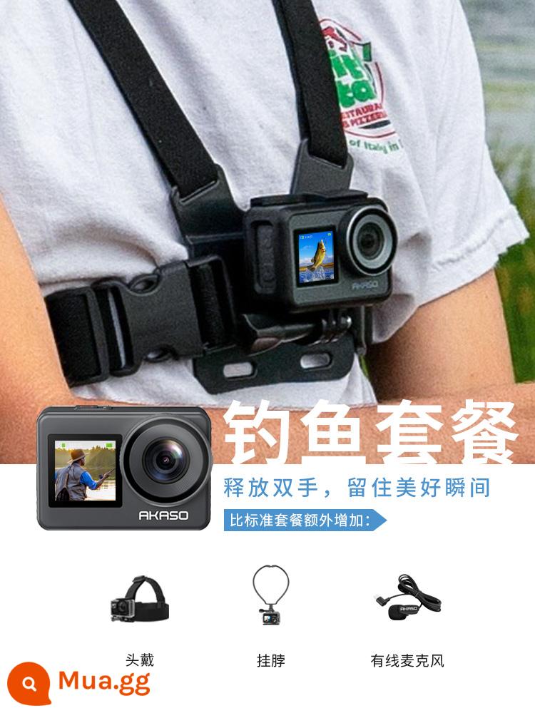 Camera thể thao AKASO Brave7 Camera chống rung 4K HD Cơ bắp trần chống nước Máy ghi hình đầu máy xe lửa - Bộ câu cá Brave7