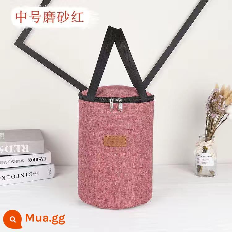 Thống nhiệt cách nhiệt Than Hệ thống sưởi Tay áo dày lớn hình tròn Bento Bento Bento -lifting tròn thùng nhôm túi nhôm túi - Kích thước trung bình cao 23 rộng 15 thùng màu đỏ hồng [bảo quản nhiệt]