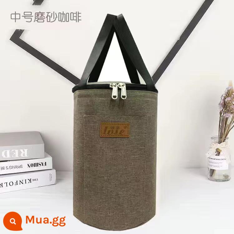 Thống nhiệt cách nhiệt Than Hệ thống sưởi Tay áo dày lớn hình tròn Bento Bento Bento -lifting tròn thùng nhôm túi nhôm túi - Kích thước trung bình cao 23 rộng 15 thùng kaki [cách nhiệt]