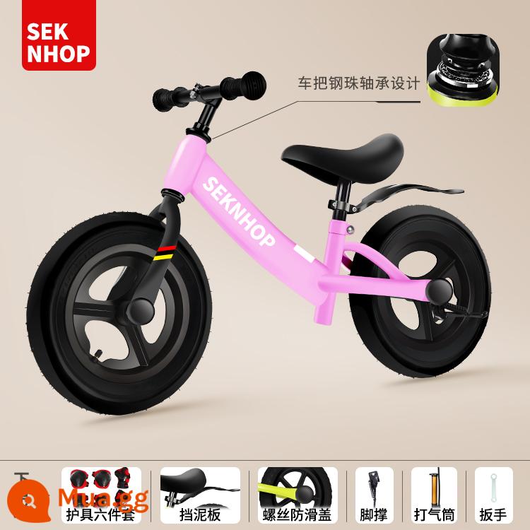 Xe thăng bằng trẻ em không có bàn đạp 2--8 tuổi xe trượt Scooter 12 inch 14 inch xe Scooter trẻ em xe tập đi - Bánh xe tích hợp 14 inch [công chúa hồng] bơm bánh răng bảo vệ