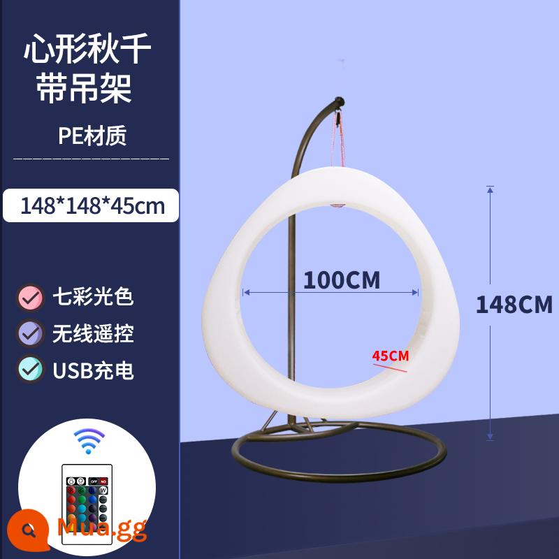 Đèn LED Ánh sáng mặt trăng phát sáng Nội thất ngoài trời Trang trí uốn cong ánh trăng thương mại Vẻ đẹp Chen Hoạt động đạo cụ trực tuyến Mặt trăng đỏ mùa thu hàng ngàn - Móc treo xích đu hình trái tim: 148cm