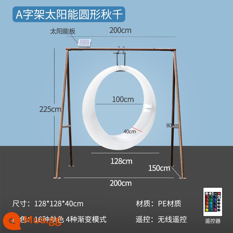 Đèn LED Ánh sáng mặt trăng phát sáng Nội thất ngoài trời Trang trí uốn cong ánh trăng thương mại Vẻ đẹp Chen Hoạt động đạo cụ trực tuyến Mặt trăng đỏ mùa thu hàng ngàn - Xích đu năng lượng mặt trời khung chữ A: 128cm