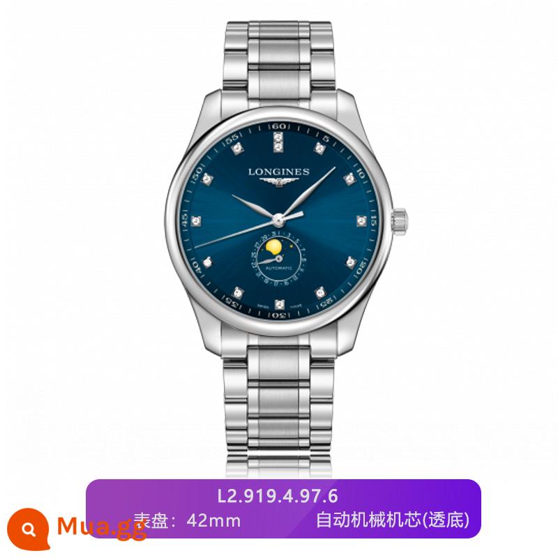 Gửi thư trực tiếp đến Đồng hồ nam Longines Thụy Sĩ Master Moon Phase Business Đồng hồ cơ nam L2.909.4.78.3 - L2.919.4.97.6-Thép xanh kim cương-42mm