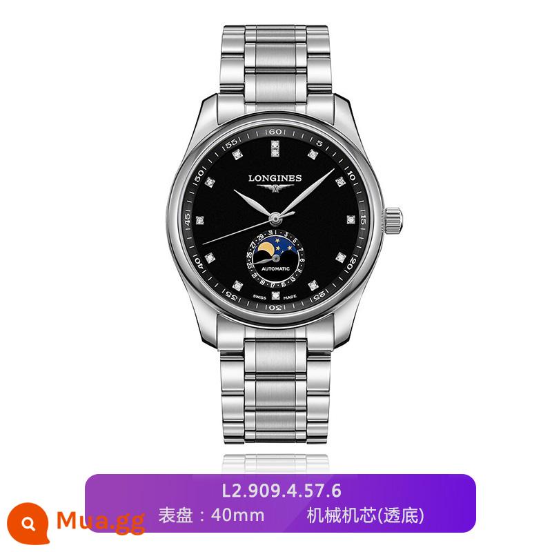 Gửi thư trực tiếp đến Đồng hồ nam Longines Thụy Sĩ Master Moon Phase Business Đồng hồ cơ nam L2.909.4.78.3 - L2.909.4.57.6-Thép đen nạm kim cương-40mm