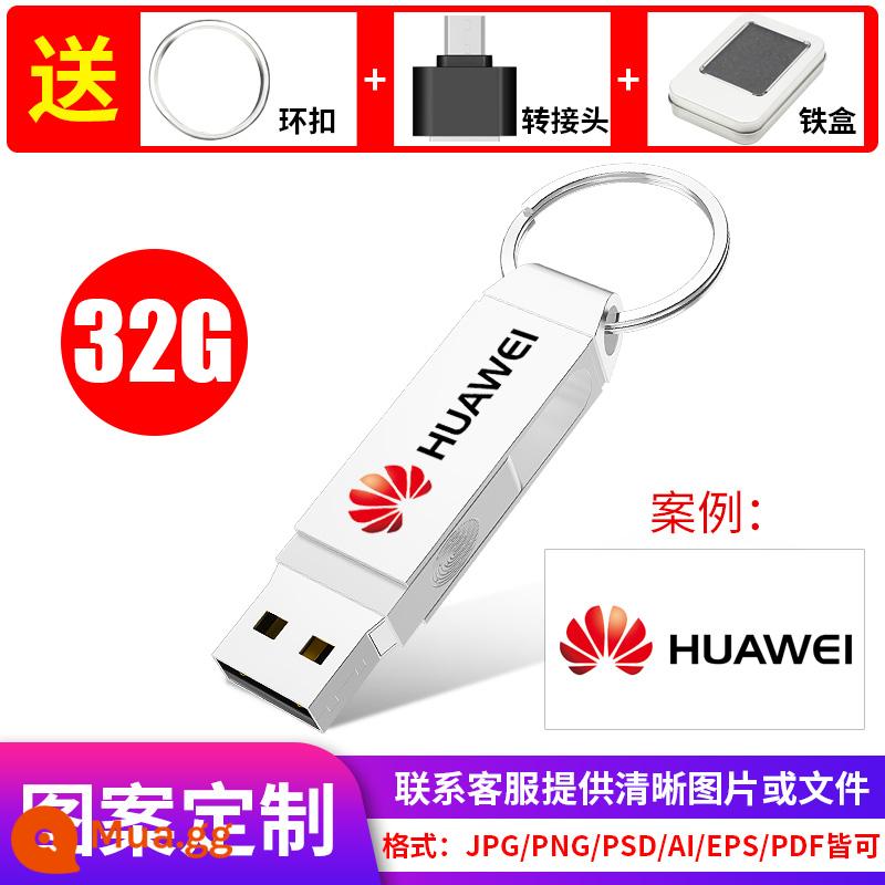 [Hàng chính hãng chính thức] Ổ đĩa flash USB dung lượng lớn 32g dành cho máy tính điện thoại di động dành cho sinh viên sử dụng kép điện thoại di động ổ flash USB chính hãng - Bạc 32G (mẫu tùy chỉnh)