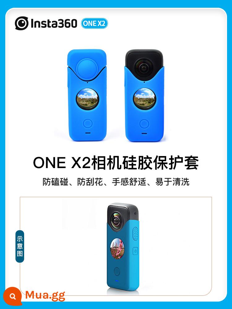 Insta360 ONE X2 ban đầu vỏ chống thấm nước toàn cảnh khung điều khiển từ xa thông minh phụ kiện thể thao đi xe đạp - Nắp ống kính silicon ONE-X2 màu xanh lam