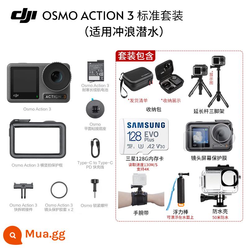 Camera thể thao DJI ACTION3 chống nước chống rung độ nét cao live 5k selfie - Bộ tiêu chuẩn♥Ưu tiên lặn và lướt sóng