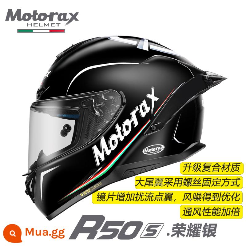 MOTORAX R50S Koi Đầu Xám Mũ Bảo Hiểm Nam Nữ Bốn Mùa Đầu Máy Full Mũ Bảo Hiểm Cá Tính Thoáng Mát Đầu Máy Đa Năng - Bạc lượng tử R50S