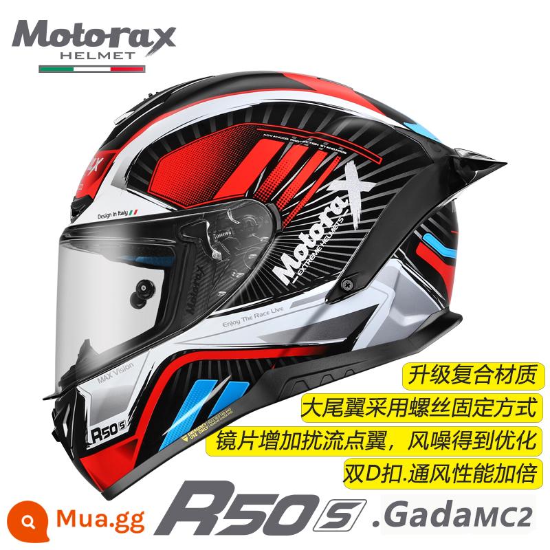 MOTORAX R50S Koi Đầu Xám Mũ Bảo Hiểm Nam Nữ Bốn Mùa Đầu Máy Full Mũ Bảo Hiểm Cá Tính Thoáng Mát Đầu Máy Đa Năng - R50S GadaMC2