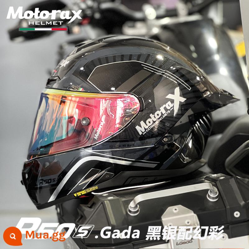 MOTORAX R50S Koi Đầu Xám Mũ Bảo Hiểm Nam Nữ Bốn Mùa Đầu Máy Full Mũ Bảo Hiểm Cá Tính Thoáng Mát Đầu Máy Đa Năng - R50S GadaMC màu đen bạc phối màu phantom