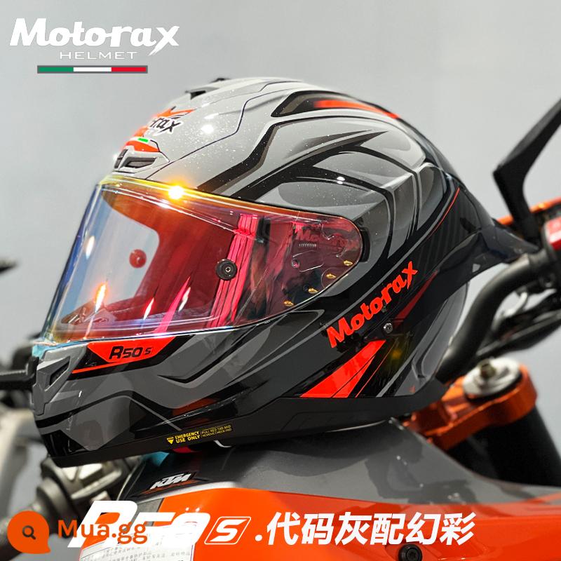 MOTORAX R50S Koi Đầu Xám Mũ Bảo Hiểm Nam Nữ Bốn Mùa Đầu Máy Full Mũ Bảo Hiểm Cá Tính Thoáng Mát Đầu Máy Đa Năng - Mã R50S màu xám với màu ảo