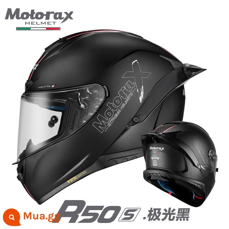 MOTORAX R50S Koi Đầu Xám Mũ Bảo Hiểm Nam Nữ Bốn Mùa Đầu Máy Full Mũ Bảo Hiểm Cá Tính Thoáng Mát Đầu Máy Đa Năng - R50S Màu đen cực quang