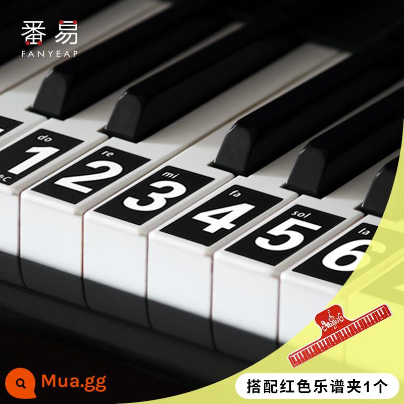 Miếng dán bàn phím đàn piano/88 phím 61/54 phím trong suốt miếng dán đàn piano điện tử ghi chú các ký hiệu ngữ âm miếng dán bàn phím ký hiệu âm nhạc năm dòng - 1 bộ miếng dán phím đàn piano 54/61 + kẹp bản nhạc màu đỏ