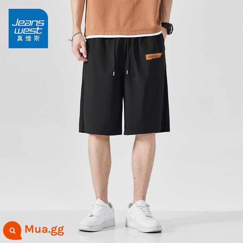 JR Jeanswest quần short lụa băng nam mùa hè áo khoác ngoài nam quần năm điểm khô nhanh quần thể thao nam năm điểm mùa hè A - [Quần short điều hòa Ice Silk]Đen#GorgeousEnglish