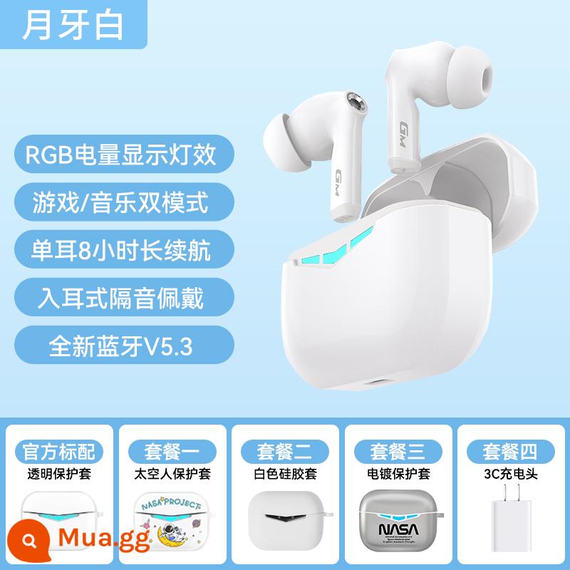 Tai nghe Bluetooth chuyên game Edifier in-ear chống ồn thế hệ mới, chất âm thể thao true wireless siêu tốt - lưỡi liềm trắng