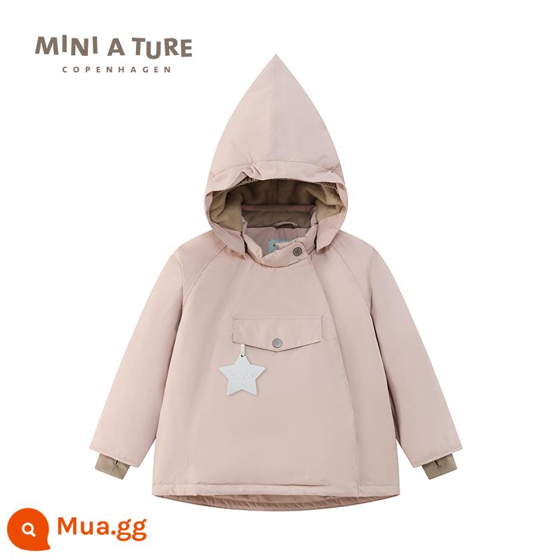 Quần áo trẻ em thu nhỏ của Đan Mạch 23 mùa đông mới áo khoác nhung dày cotton chống nước cho nam và nữ dành cho trẻ nhỏ và vừa - Màu xám đậu (cổ không có lông)