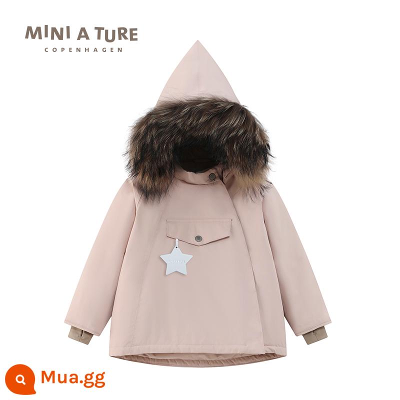 Quần áo trẻ em thu nhỏ của Đan Mạch 23 mùa đông mới áo khoác nhung dày cotton chống nước cho nam và nữ dành cho trẻ nhỏ và vừa - tro đậu