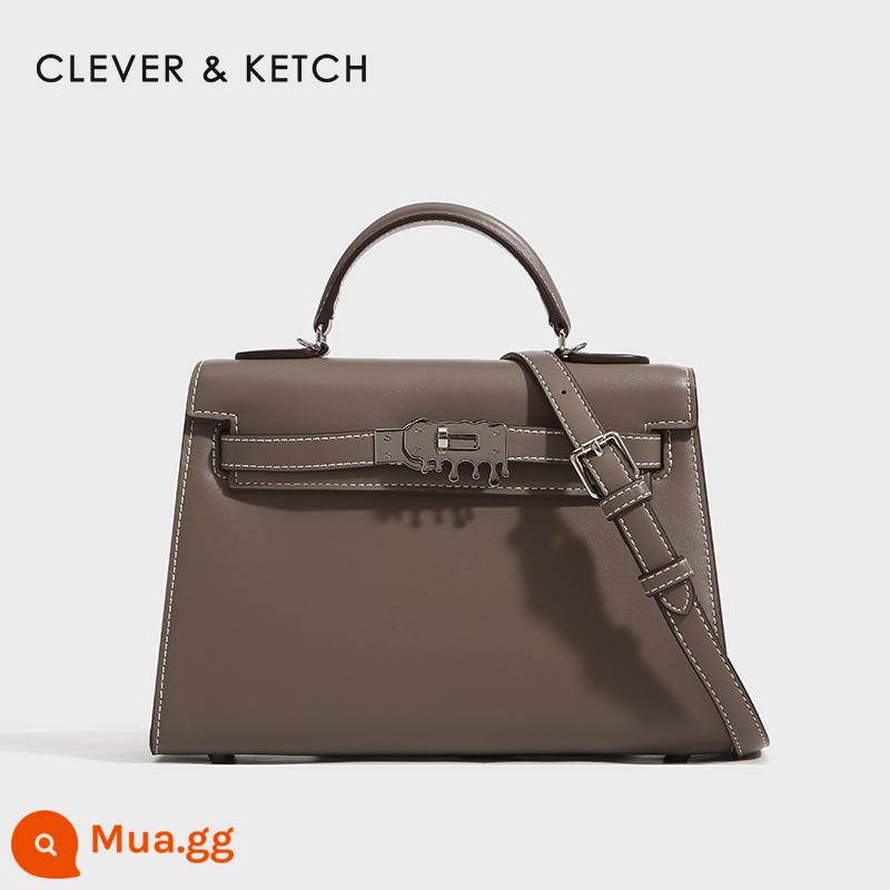 Túi Clever&Ketch nữ 2022 mới lưới màu đỏ túi xách thời trang cao cấp cảm giác một bên Túi Messenger Kelly - voi xám