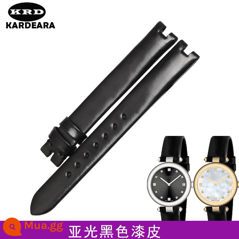 KDR phù hợp với GUCCIgucci YA14140 dây da nữ GC Gucci watch strap notch - Da sáng chế màu đen mờ không có khóa kim loại