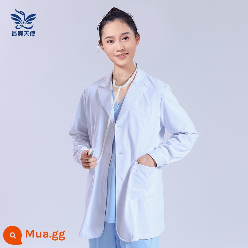 Chống nhăn áo khoác trắng dài tay nữ dày bác sĩ bác sĩ làm việc quần áo sinh viên y khoa áo khoác trắng áo khoác phòng thí nghiệm đặc chế - Đồng phục bác sĩ tay dài phong cách hàn quốc cho nữ