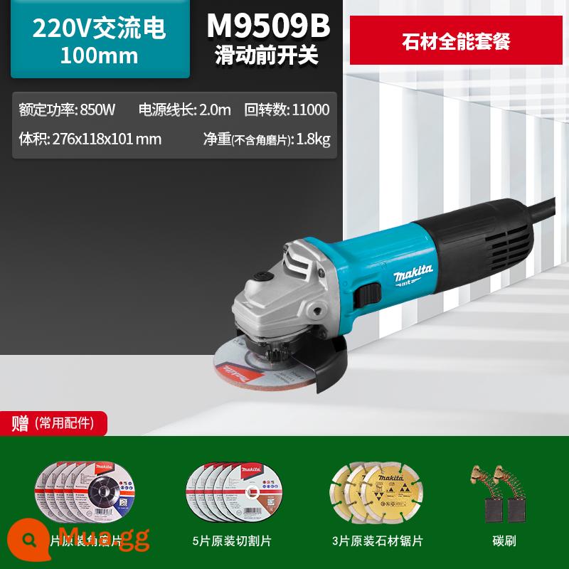 Máy mài góc Makita Nhật Bản M9509B công suất cao 100 máy mài góc nhỏ M9513 công cụ điện chính hãng - Công tắc trượt phía trước trọn gói bằng đá M9509B 850W