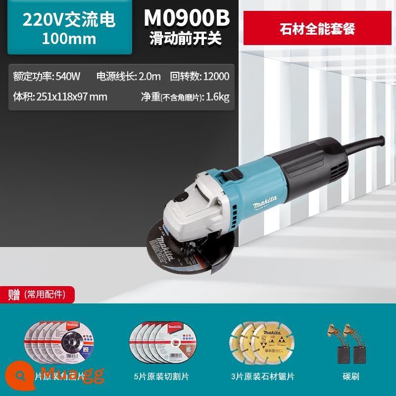 Máy mài góc Makita Nhật Bản M9509B công suất cao 100 máy mài góc nhỏ M9513 công cụ điện chính hãng - Công tắc trượt phía trước trọn gói bằng đá M0900b 540W